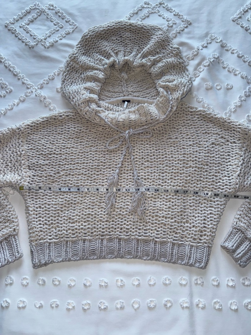 Free People Cream Knit Cowl Sweater with Tassel Tie - Picture 6 of 10